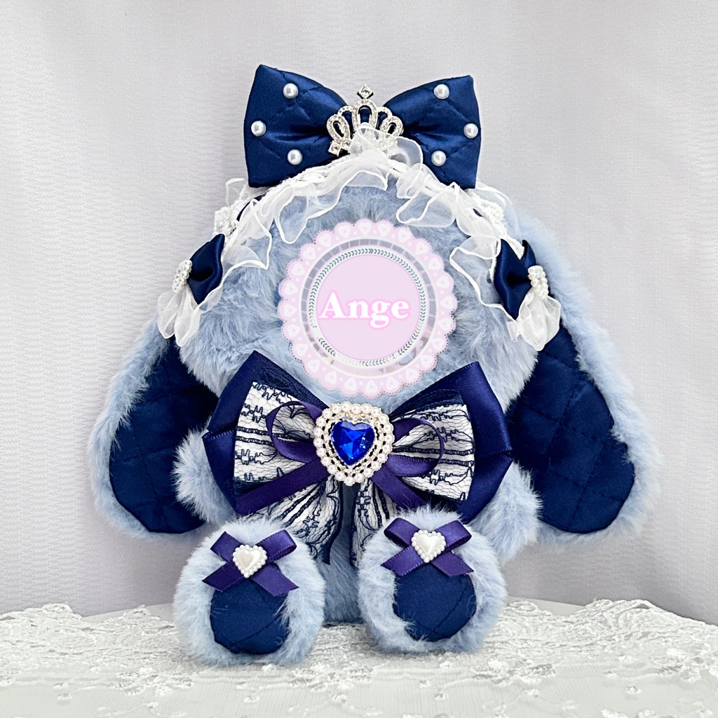 【Princess rabbit♡ノーブルブルー 】ぬい服　着ぐるみ 16cm　おすわり