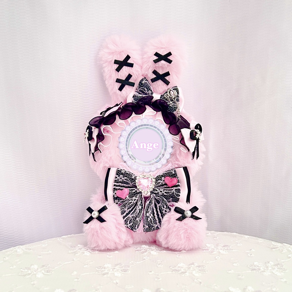 【手のひらサイズふわふわたちみみうさぎ🐰】ぬい服　ぬい服着ぐるみ　ぬい服10cm　おすわり