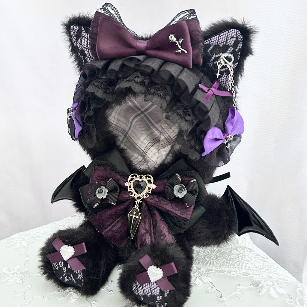 【ダークパープル✝️ヴァンパイア】ぬい服 着ぐるみ 16cm おすわり