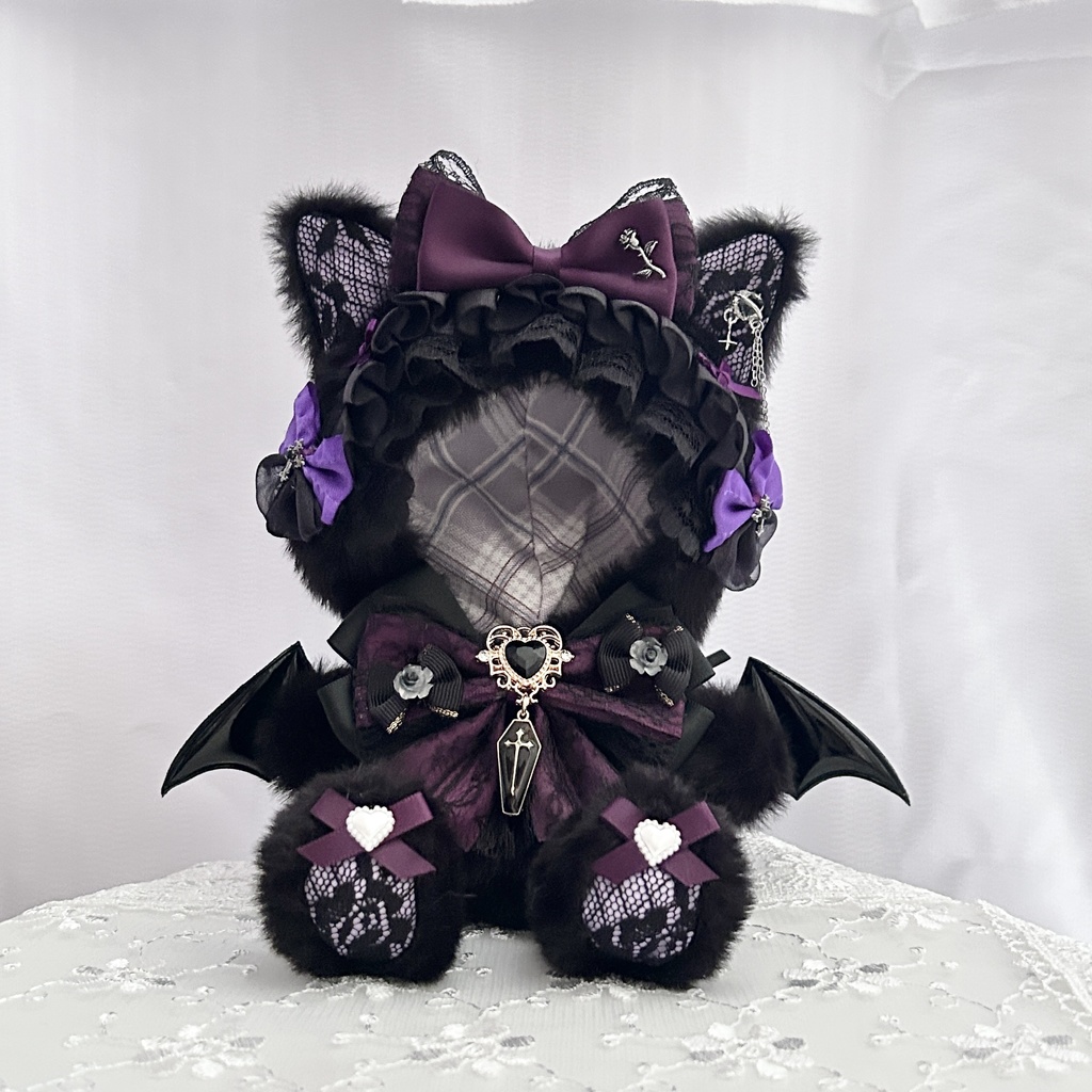 【ダークパープル✝️ヴァンパイア】ぬい服 着ぐるみ 16cm おすわり
