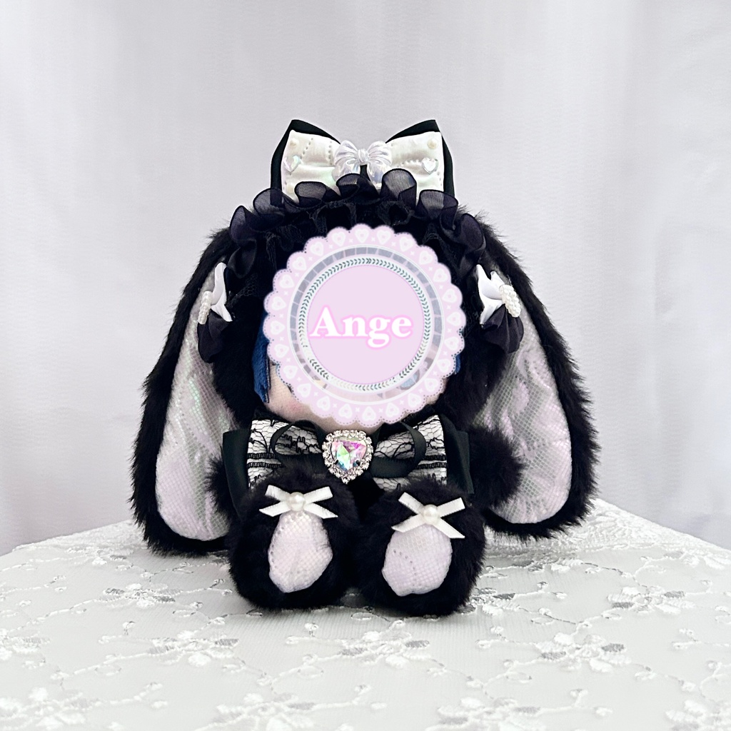 【オーロラカラー♡ブラックうさぎ】ぬい服 着ぐるみ ちびぐるみ 11cm