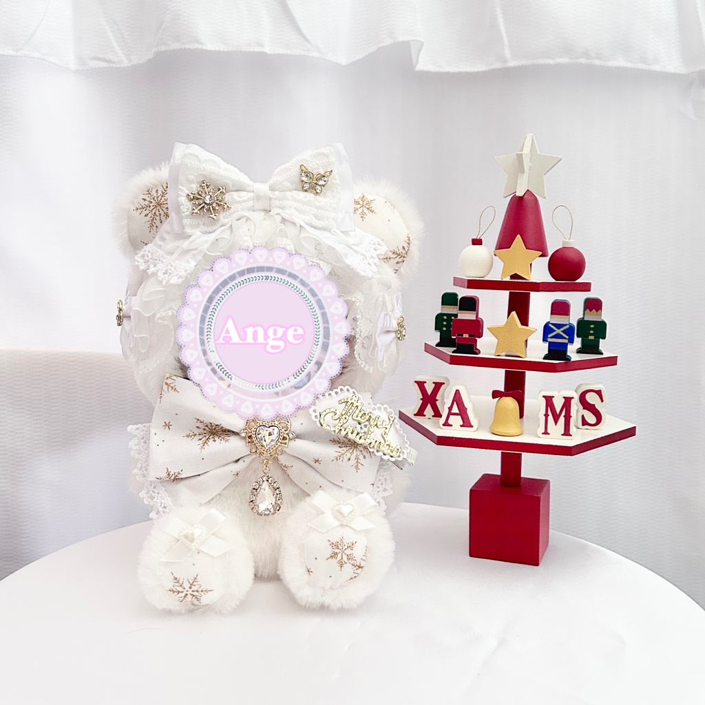 【snow White❄️クリスマスデザイン🎄】ぬい服 着ぐるみ 16cm おすわり