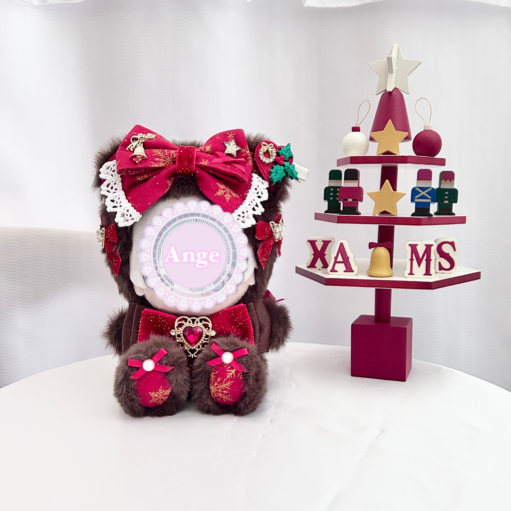 【クリスマスデザイン🎄チョコレートカラーテディ🧸】ぬい服 着ぐるみ ちびぐるみ 11cm おすわり