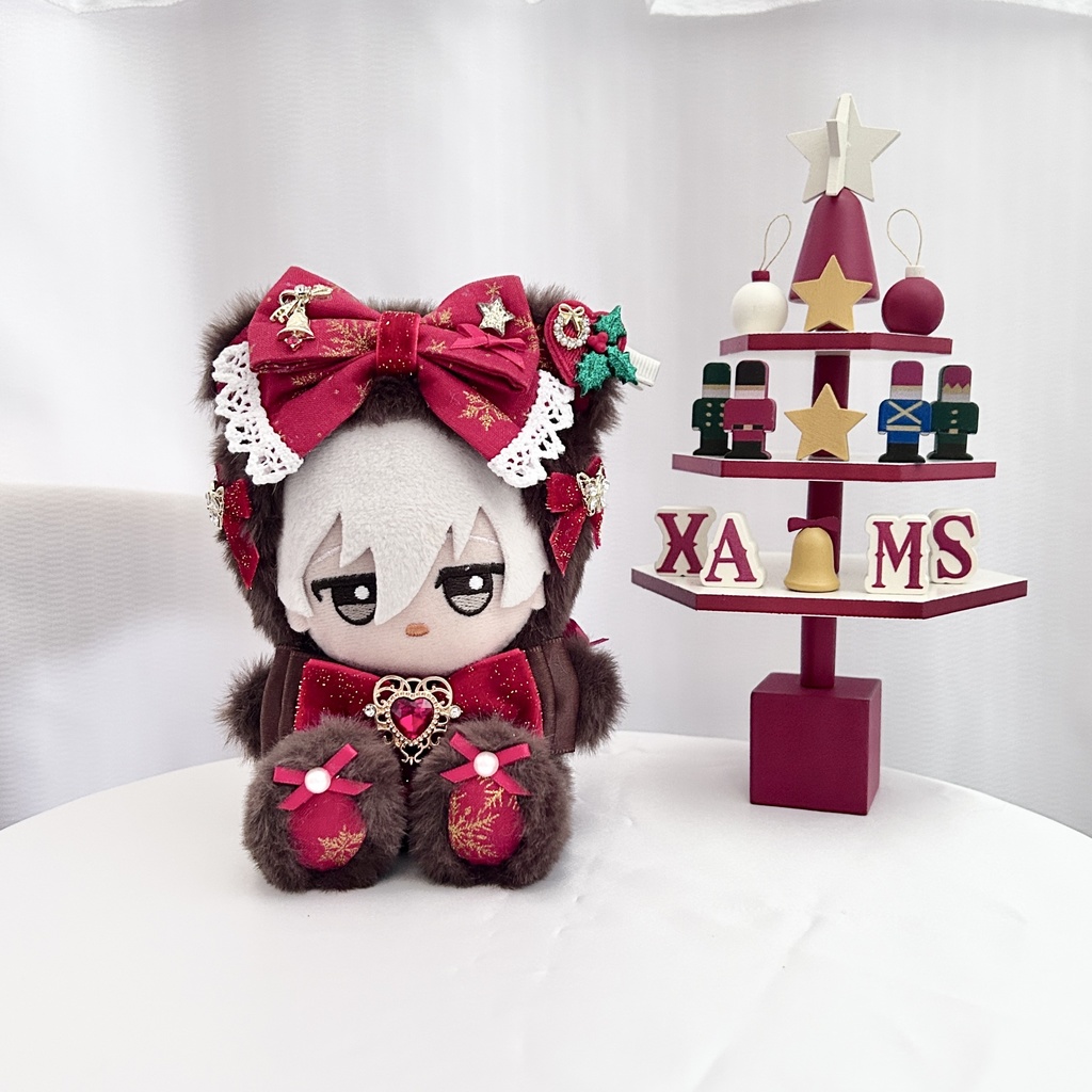 【クリスマスデザイン🎄チョコレートカラーテディ🧸】ぬい服 着ぐるみ ちびぐるみ 11cm おすわり