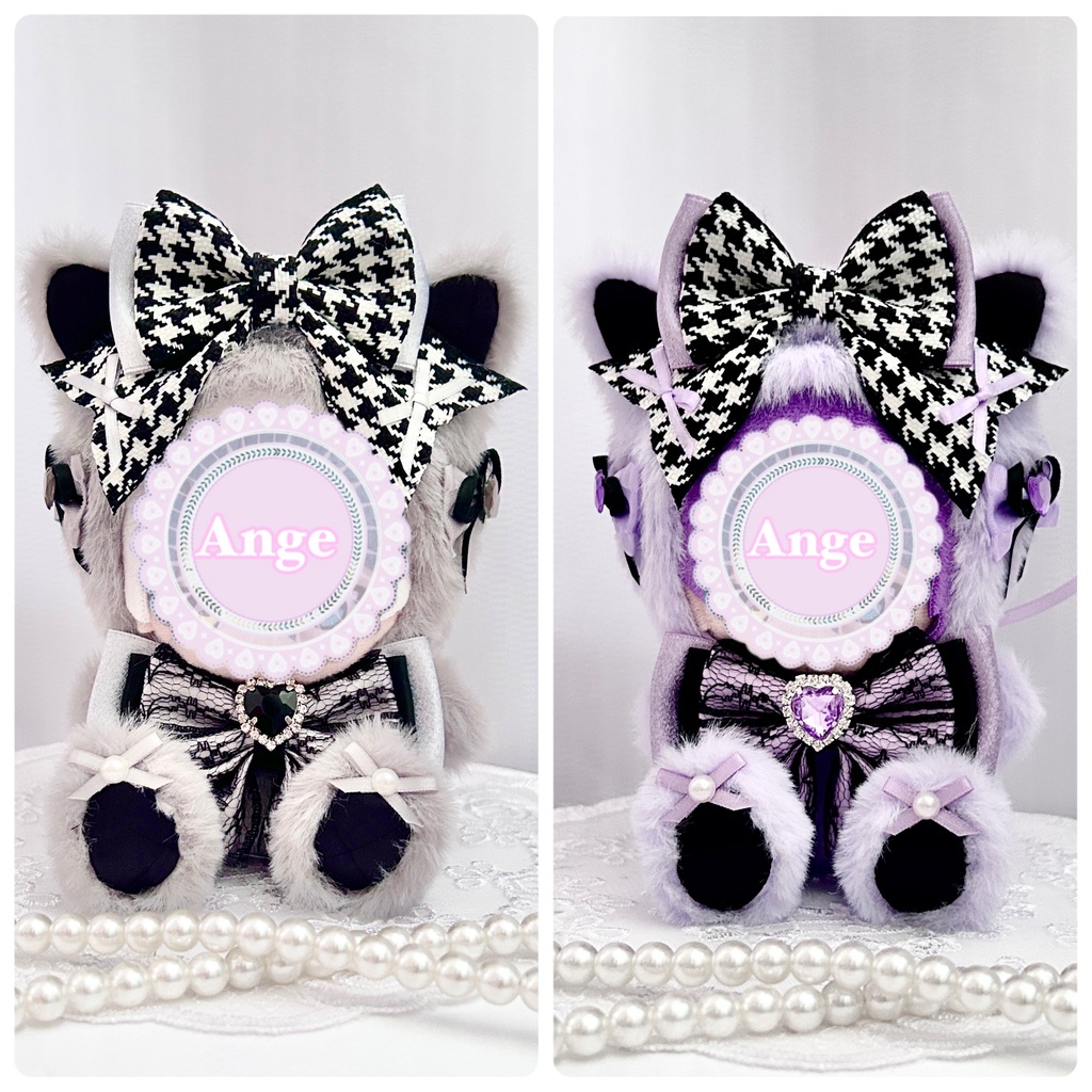 【千鳥格子が似合うねこさん🐈‍⬛】ぬい服 着ぐるみ ちびぐるみ　11cm