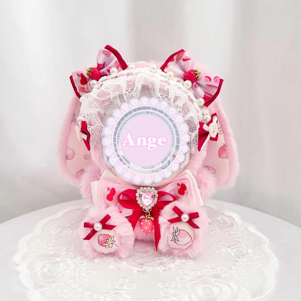 【いちご大好きたれみみうさぎさんチーム🍓】 ぬい服 着ぐるみ 16cm 12cm 11cm おすわり