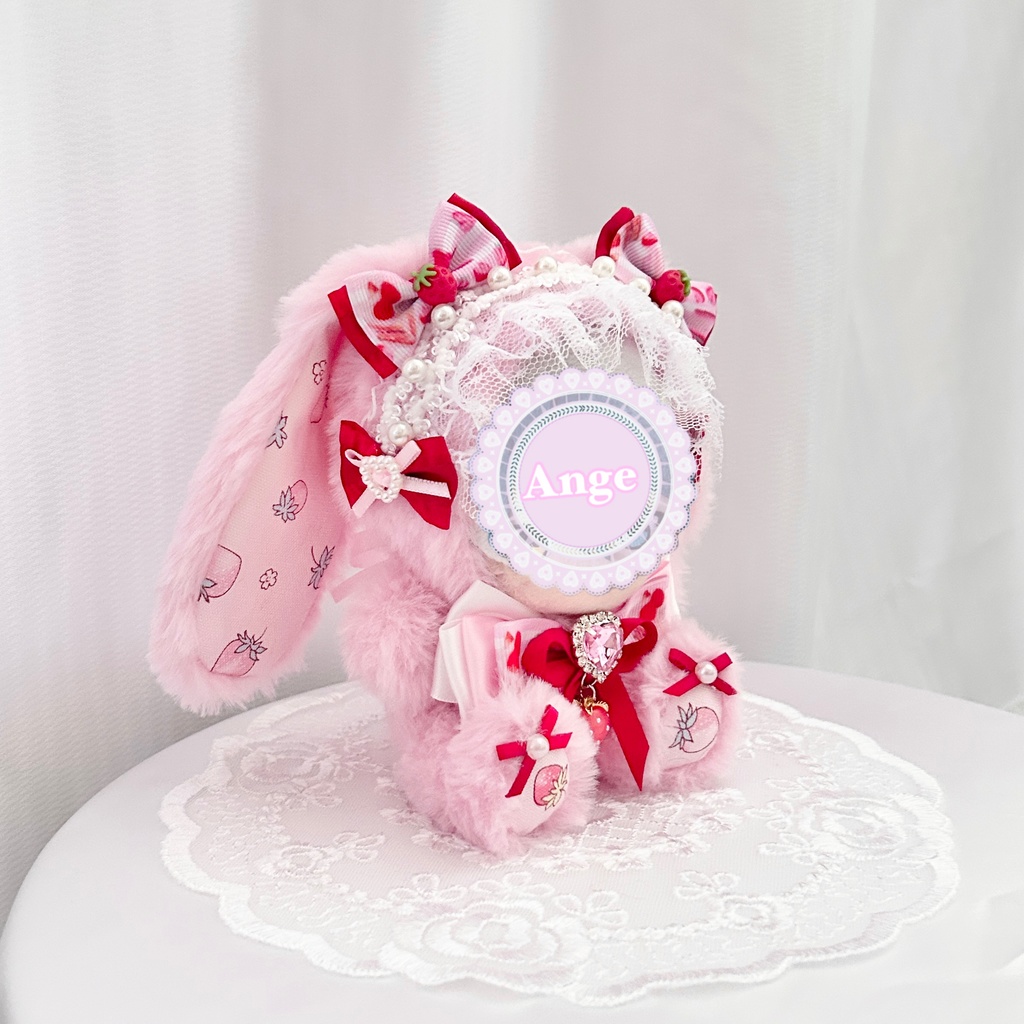 【いちご大好きたれみみうさぎさんチーム🍓】 ぬい服 着ぐるみ 16cm 12cm 11cm おすわり