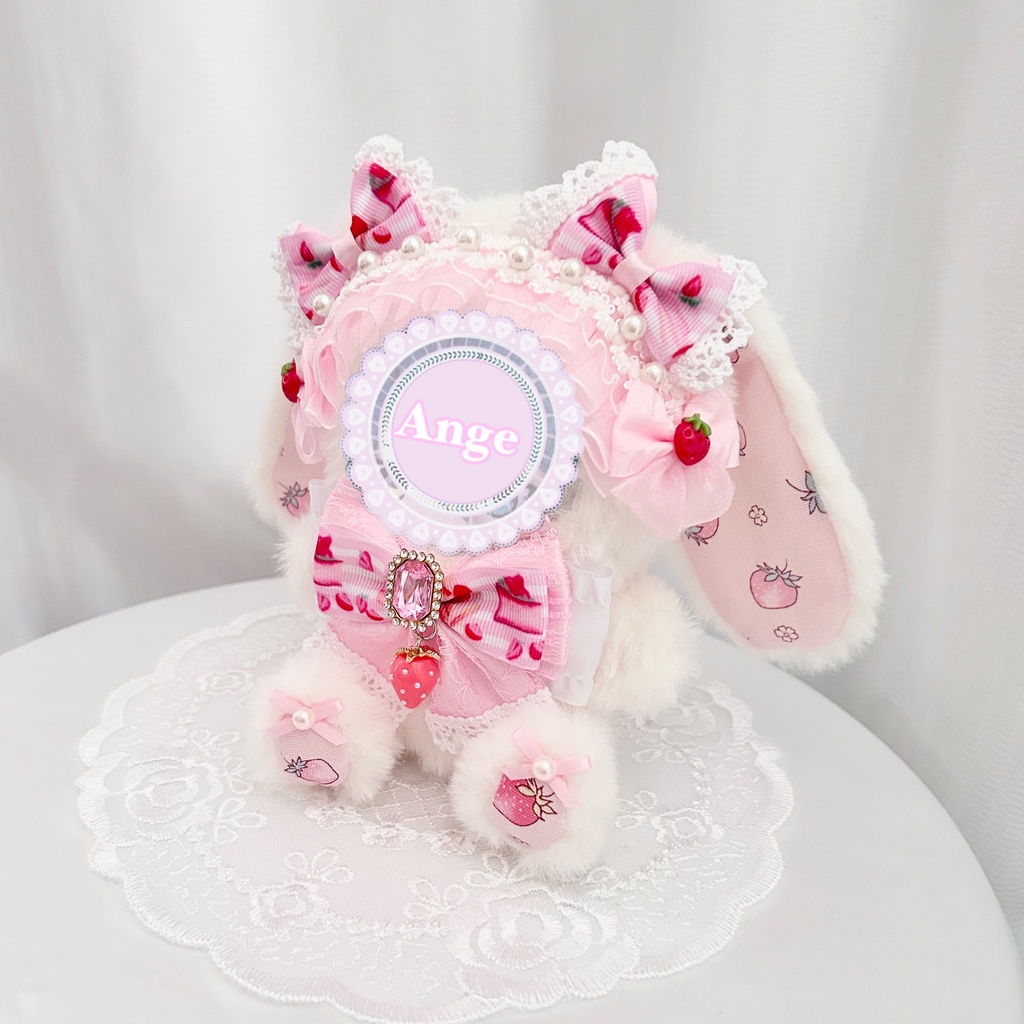 【いちご大好きたれみみうさぎさんチーム🍓】 ぬい服 着ぐるみ 16cm 12cm 11cm おすわり