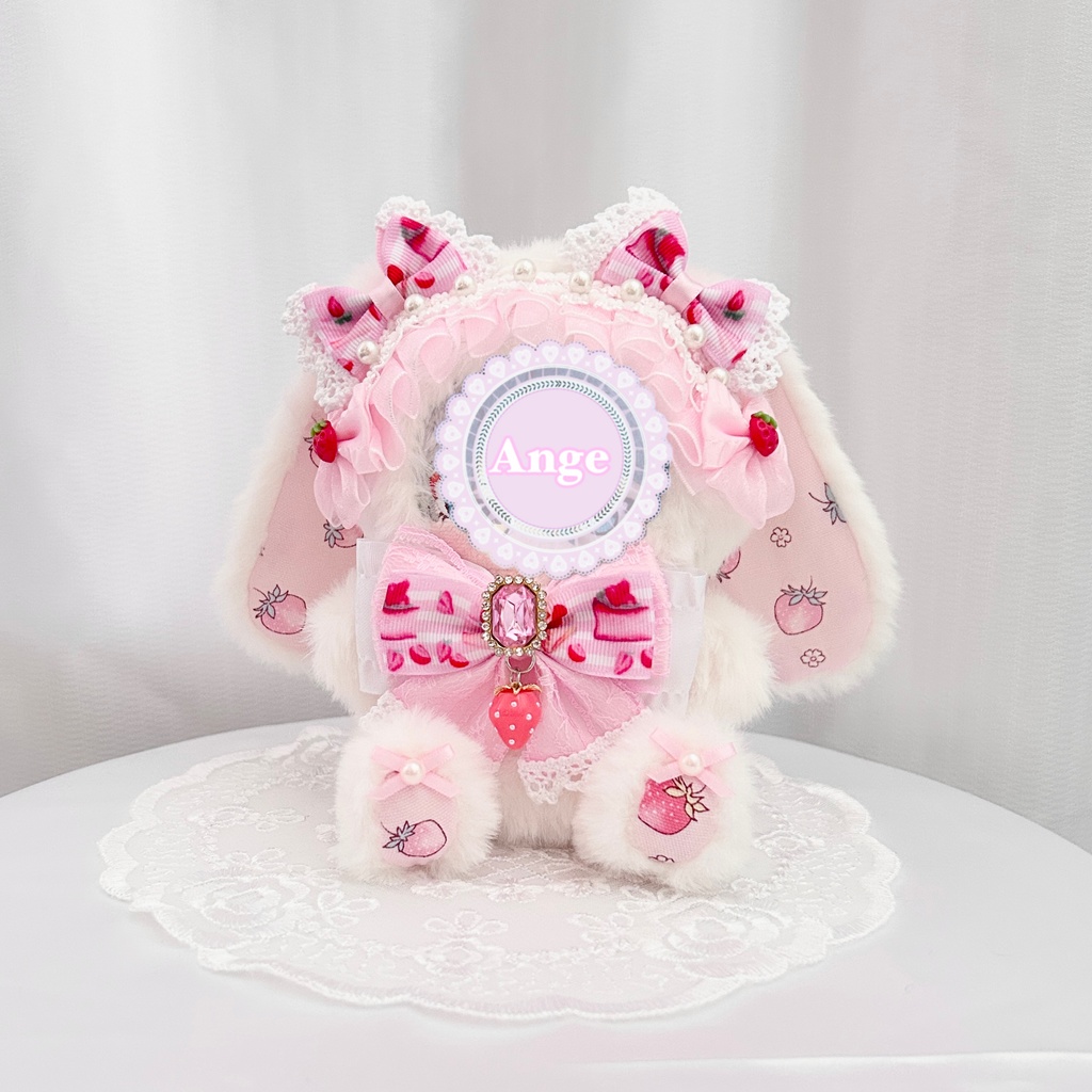 【いちご大好きたれみみうさぎさんチーム🍓】 ぬい服 着ぐるみ 16cm 12cm 11cm おすわり