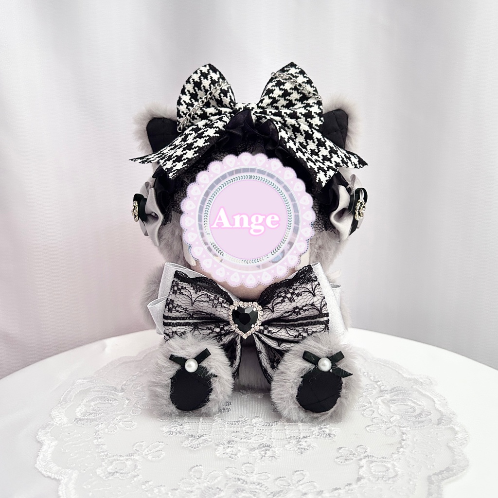 【Elegant Houndstooth Cat🐈⬛】 再販あり ぬい服 着ぐるみ 11cm〜12cm いつぬい ちびぐるみ ポージングぬい 発送2/18以降