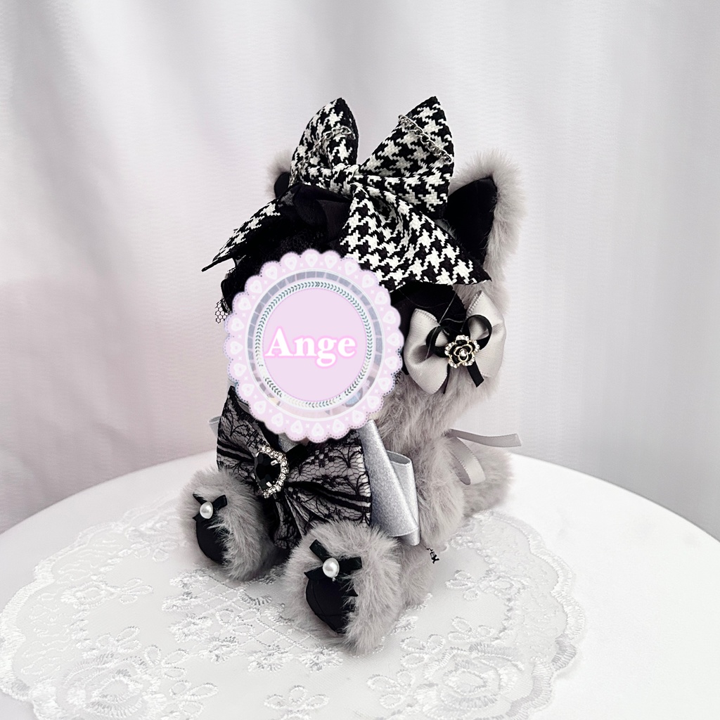 【Elegant Houndstooth Cat🐈⬛】 再販あり ぬい服 着ぐるみ 11cm〜12cm いつぬい ちびぐるみ ポージングぬい 発送2/18以降