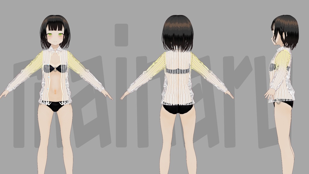 【VRoid】シースルーシャツ&黒水着【正式版対応】