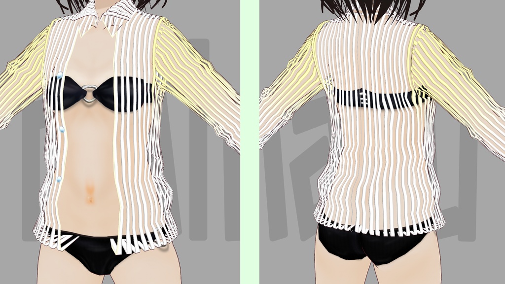 【VRoid】シースルーシャツ&黒水着【正式版対応】
