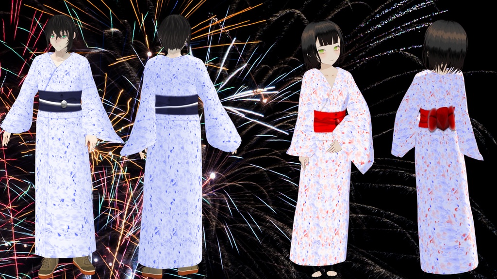 【お得100円】一年前に作った浴衣2種【VRoid】