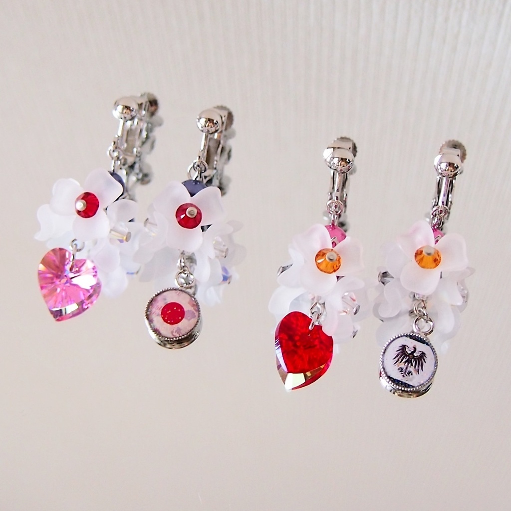 【独伊日普】国旗カラーお花イヤリング