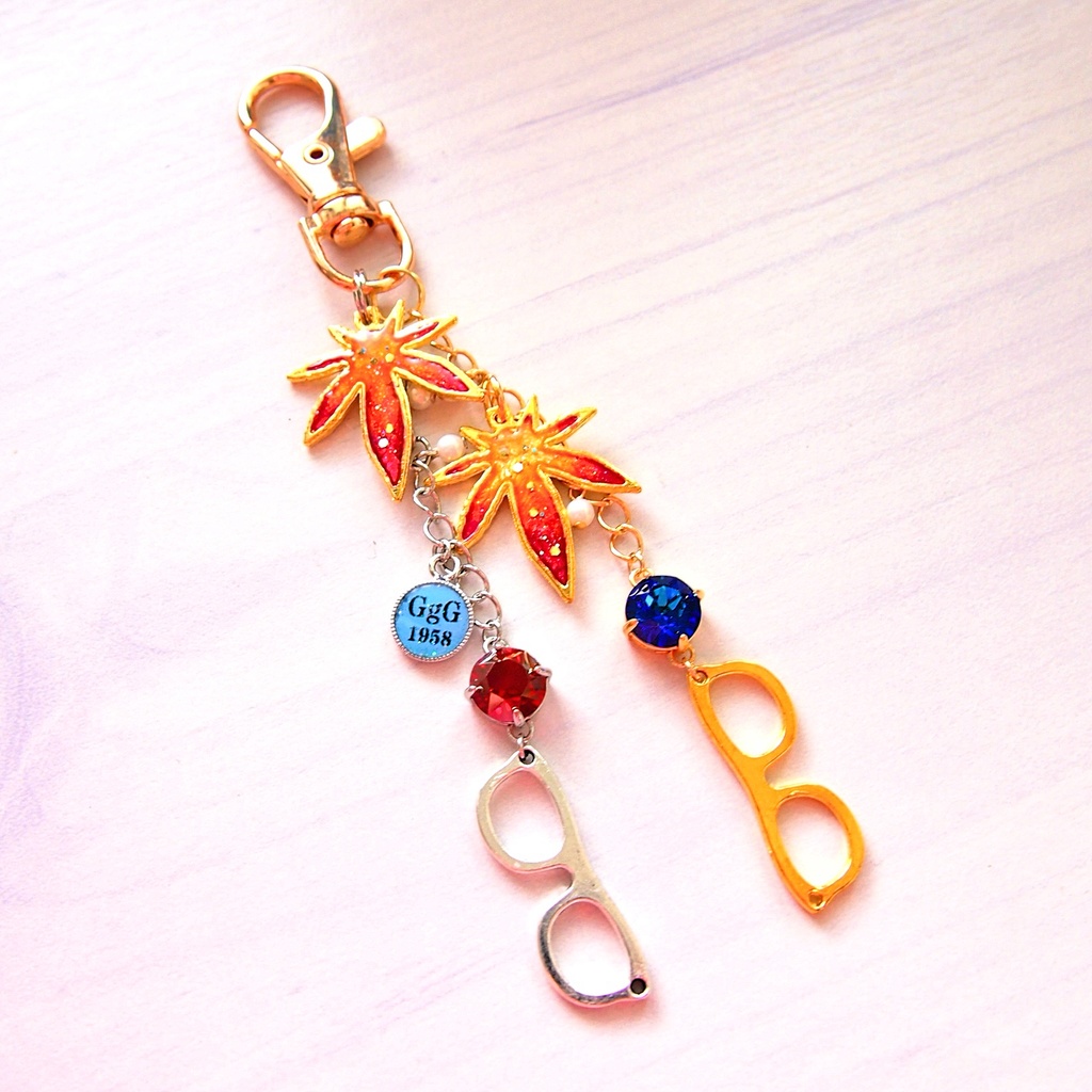 紅葉狩り父たち バッグチャーム