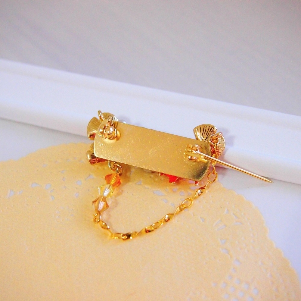 銀杏と蟹 父水ブローチ