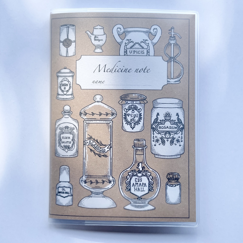 ヴィンテージ薬瓶のお薬手帳ノート
