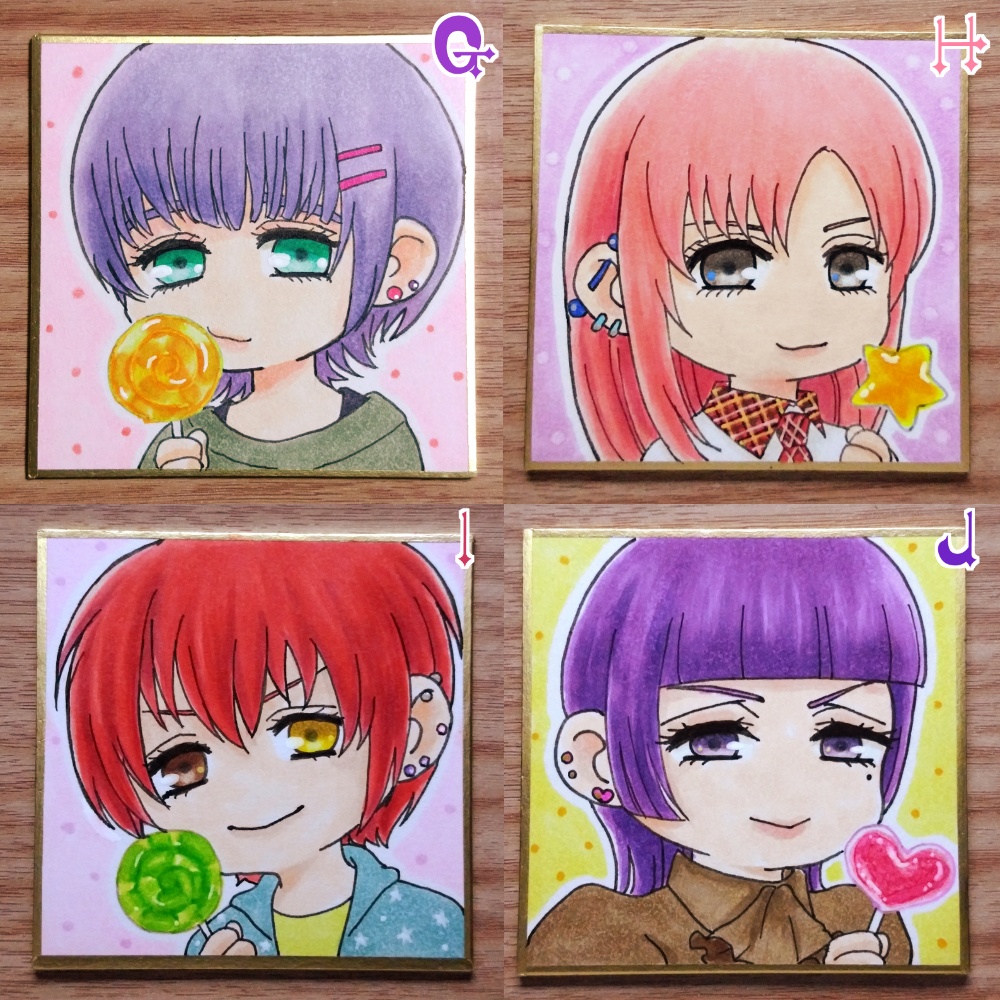 【 🍭7.6×7.6cm 】G ・H・I・J 【 色紙 】