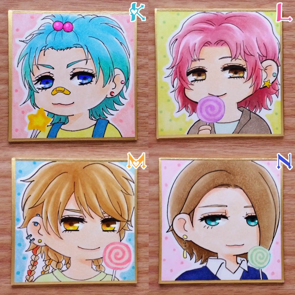 【 🍭7.6×7.6cm 】 K・L・M・N 【 色紙 】