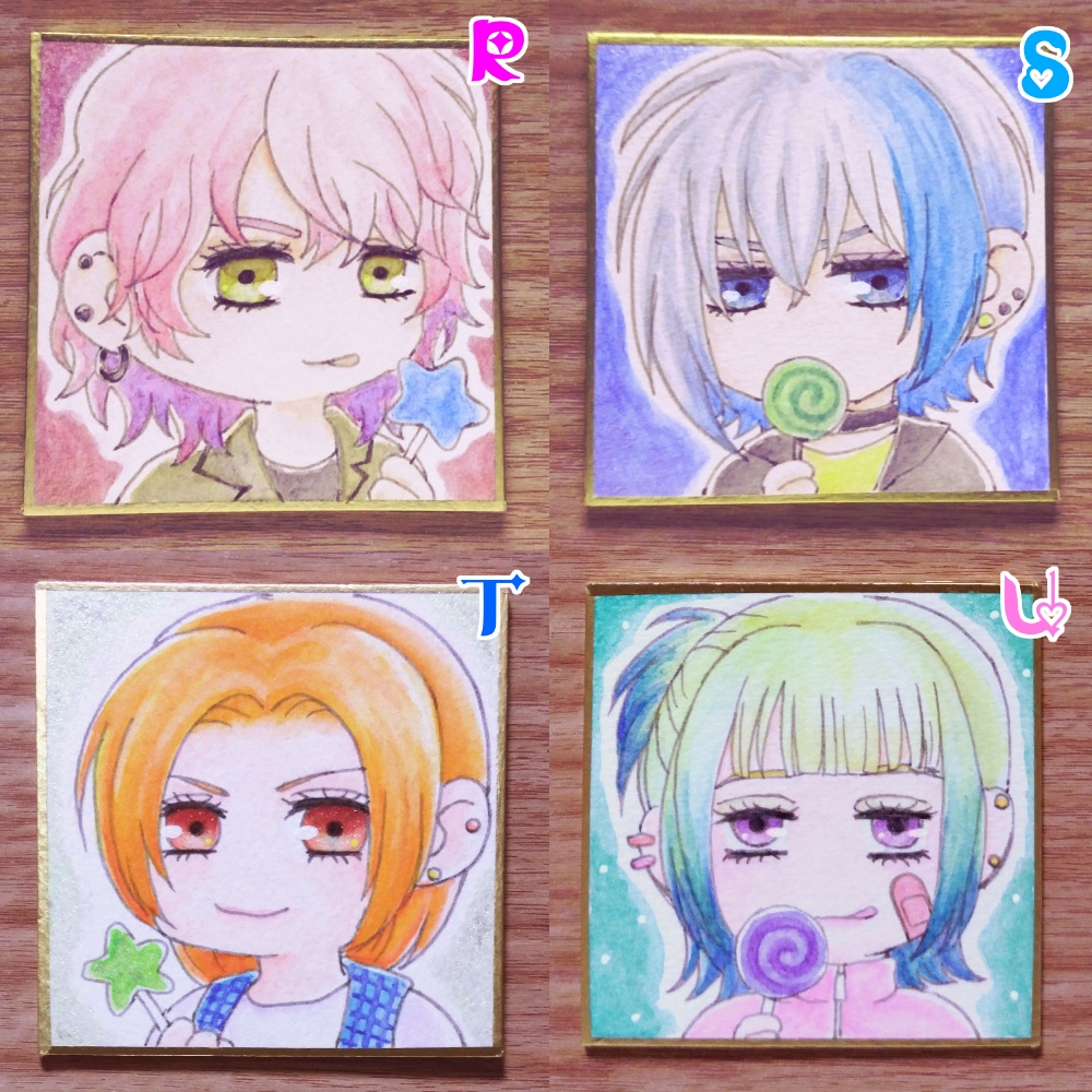 【🍭 7.6×7.6cm 】R・S・ T・U 【 色紙 】