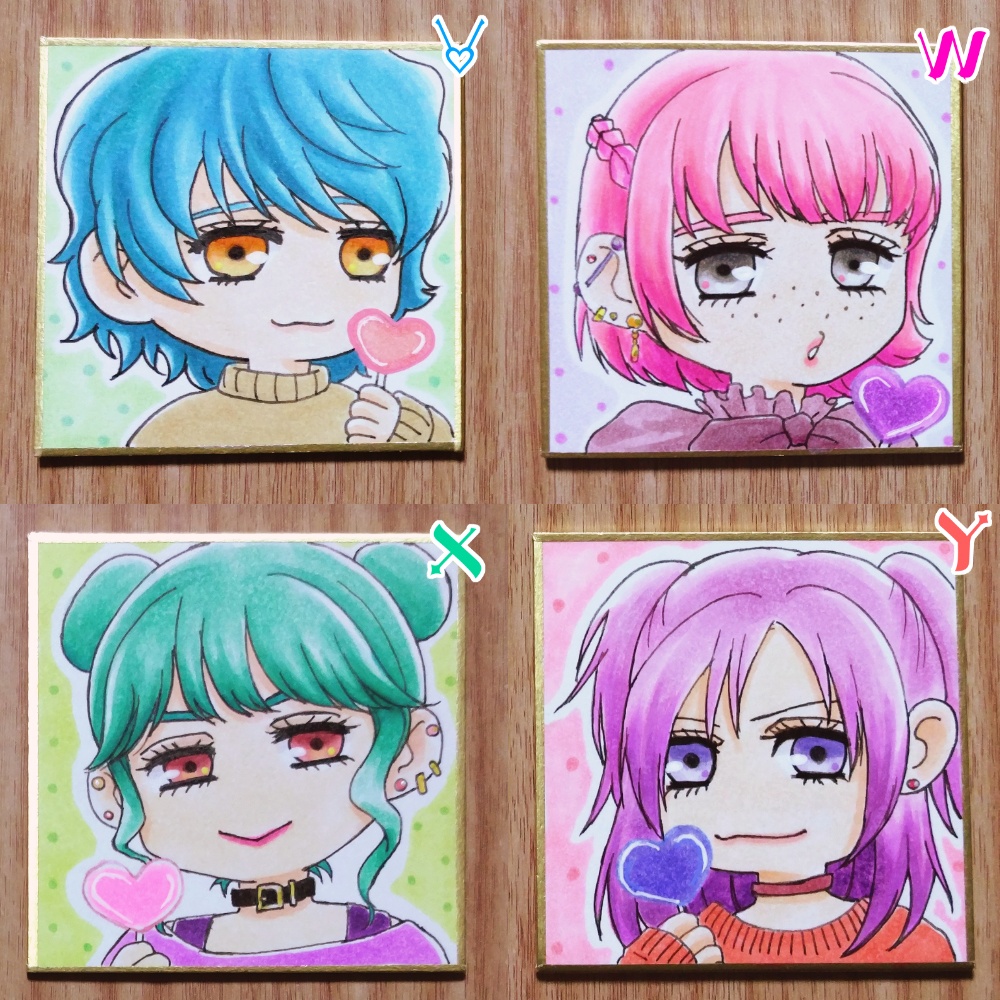 【 🍭7.6×7.6cm 】 V・W・X・Y【 色紙 】