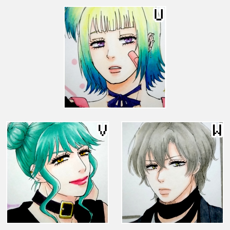 【 🍭ポストカード 】 U・V・W 【 原画 】