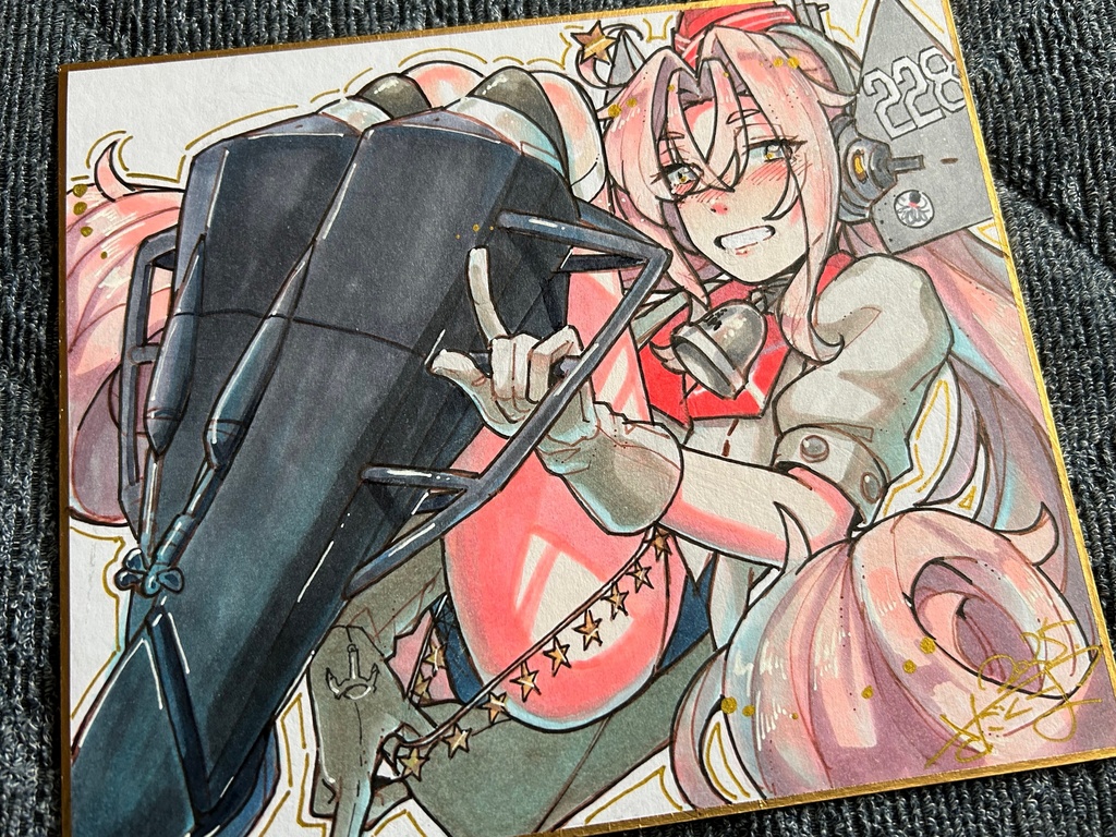 ドラム 21cm×18cm 色紙原画