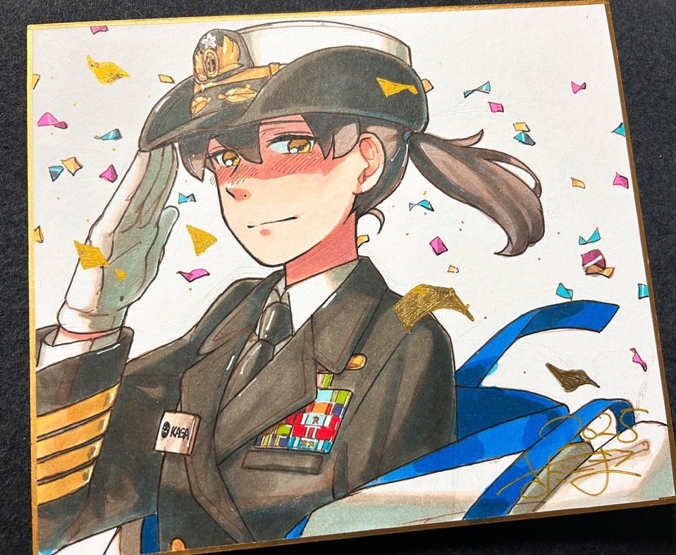 護衛隊司令加賀 中サイズ色紙原画