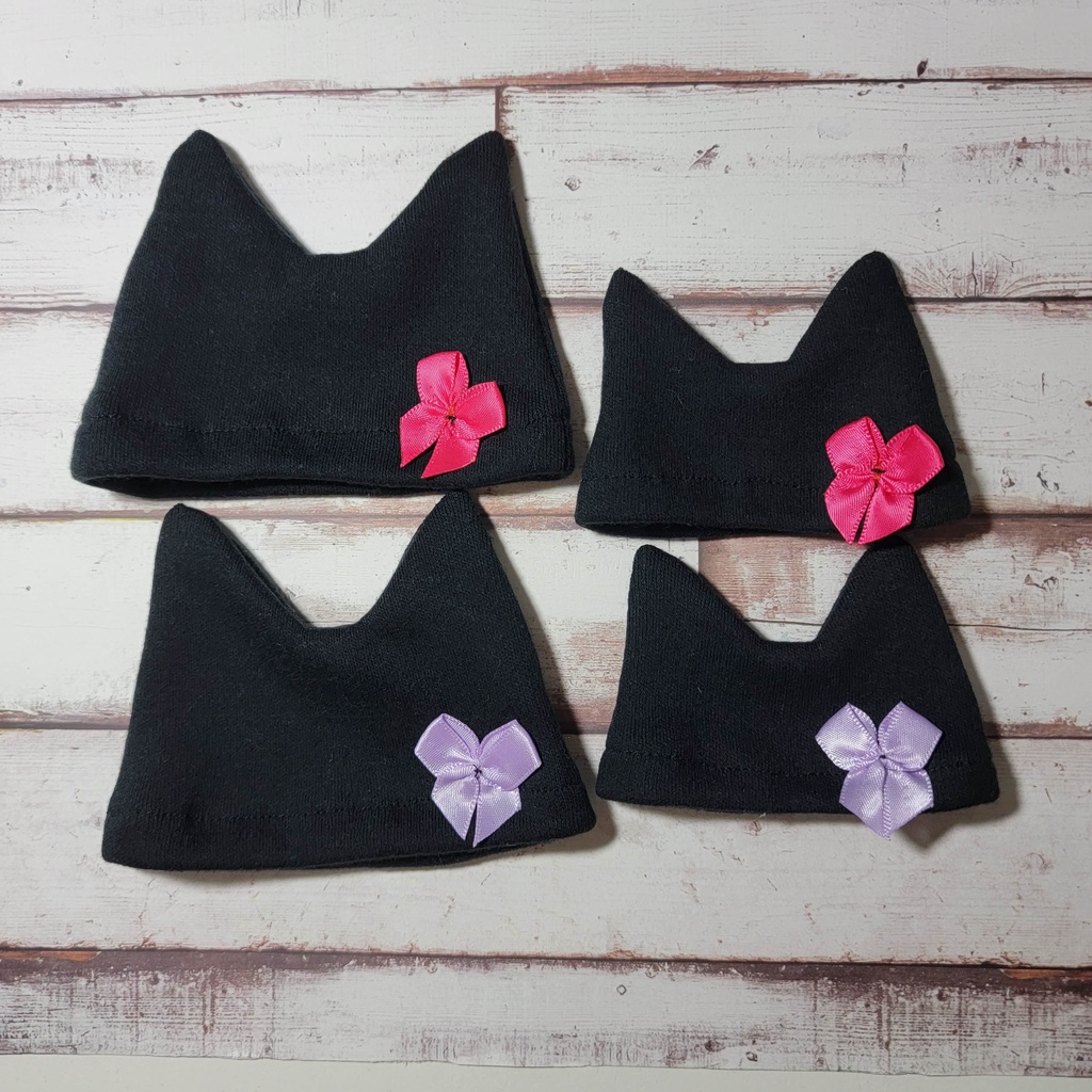 ぬいぐるみ用リボン付きねこみみ帽子【Sサイズ】