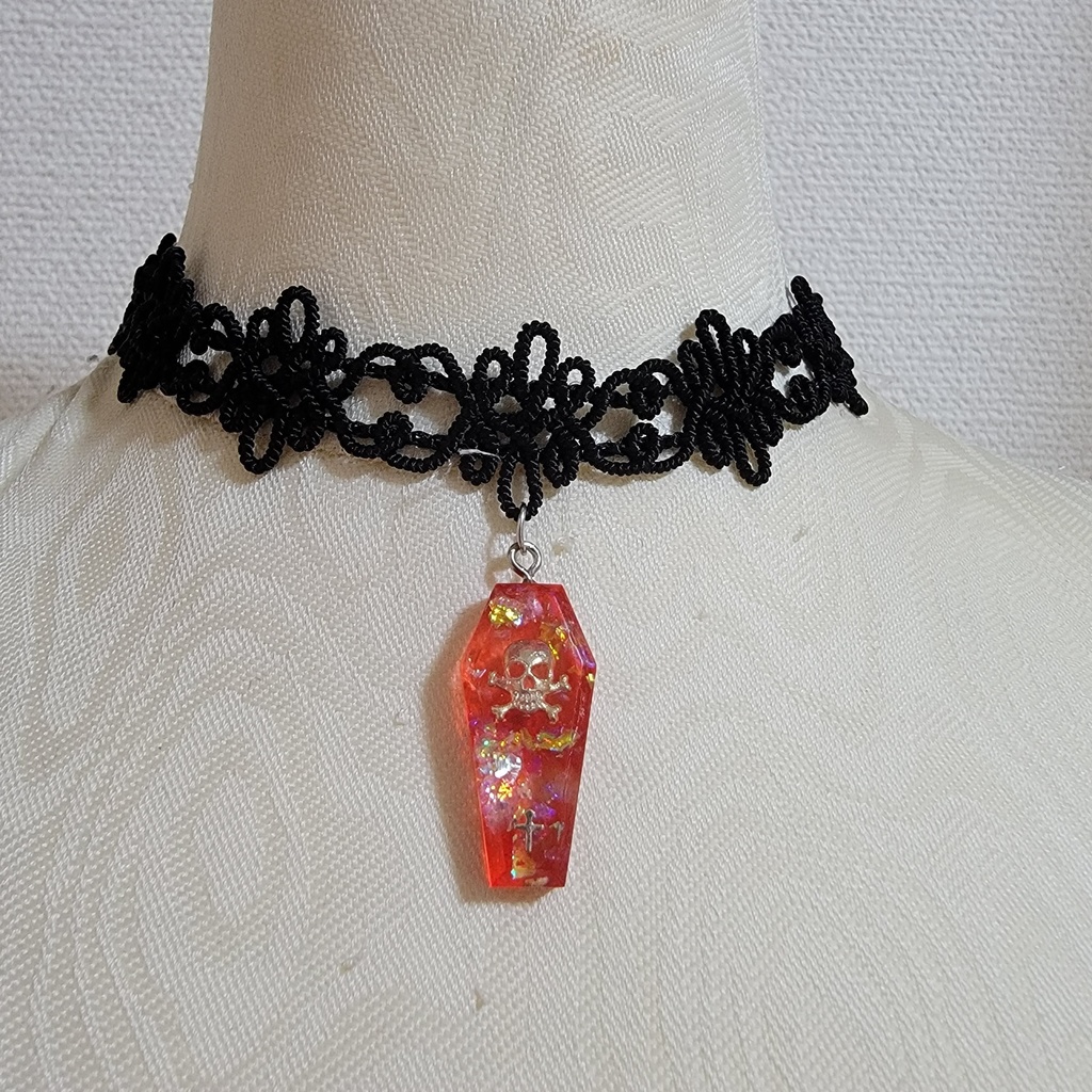 【SALE】コフィンレースチョーカー【スカル】