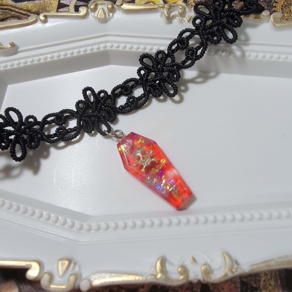 【SALE】コフィンレースチョーカー【スカル】