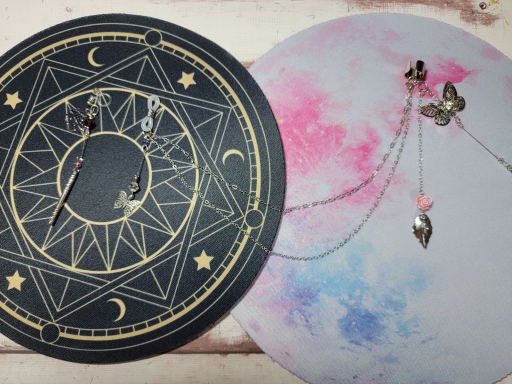 【展示品・完売】花咲く森に真実の愛をイメージグラスチェーンイヤーカフ+イヤアクセ