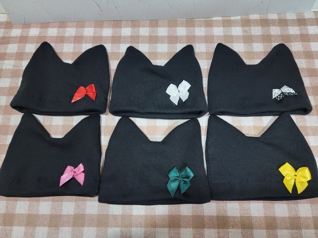 ぬいぐるみ用リボン付きねこみみ帽子【Mサイズ】