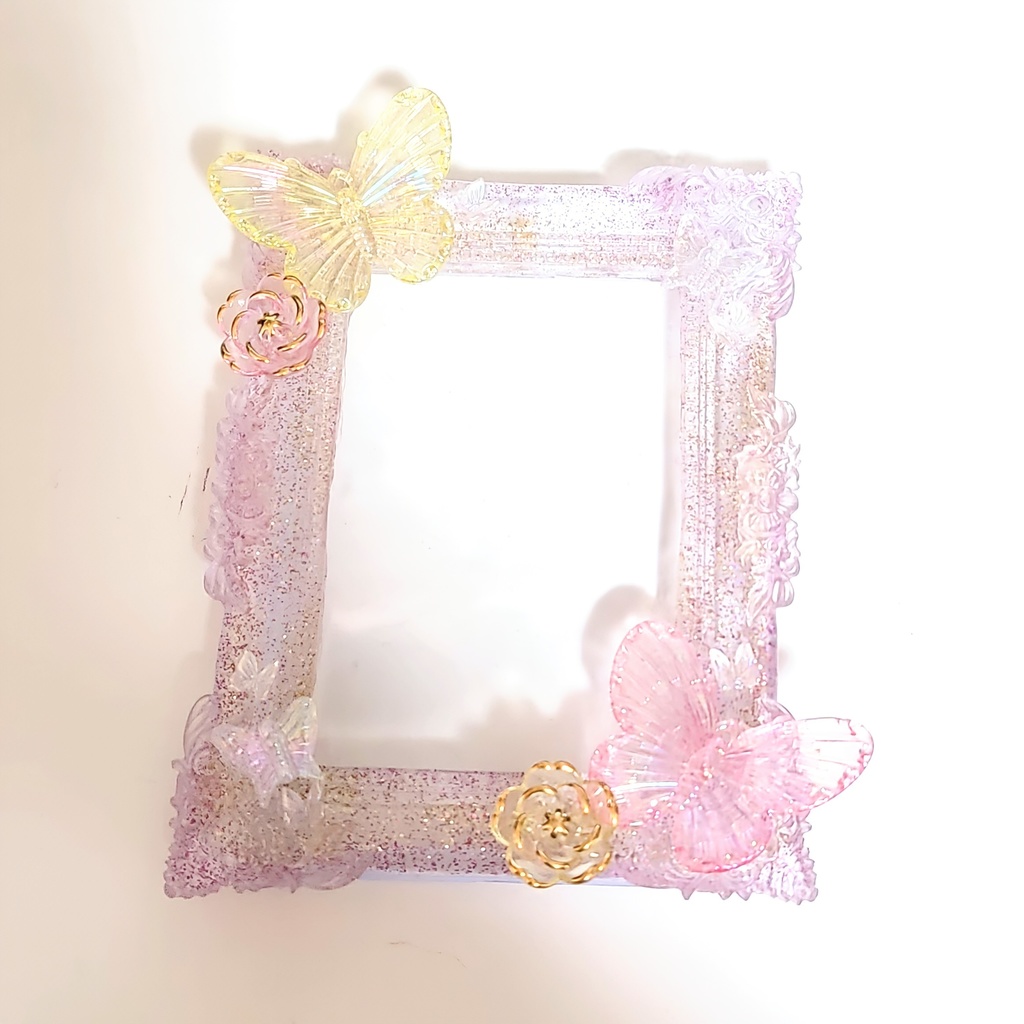 クリアレジンデコカードケース:イエロー×ピンク