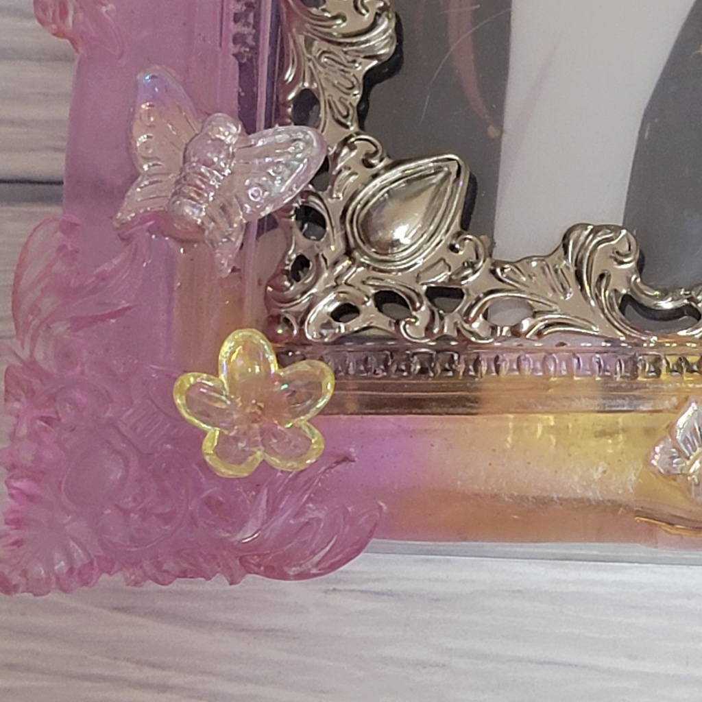 クリアレジンデコカードケース:イエロー×ピンク×メタル