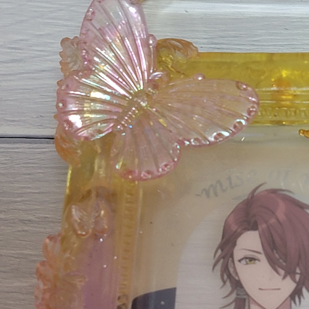 クリアレジンデコカードケース:イエロー×ピンク×メタル