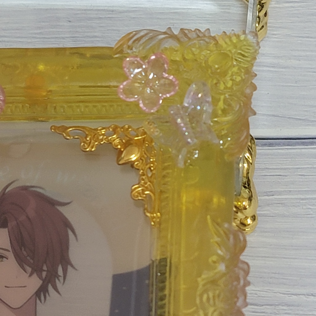 クリアレジンデコカードケース:イエロー×ピンク×メタル