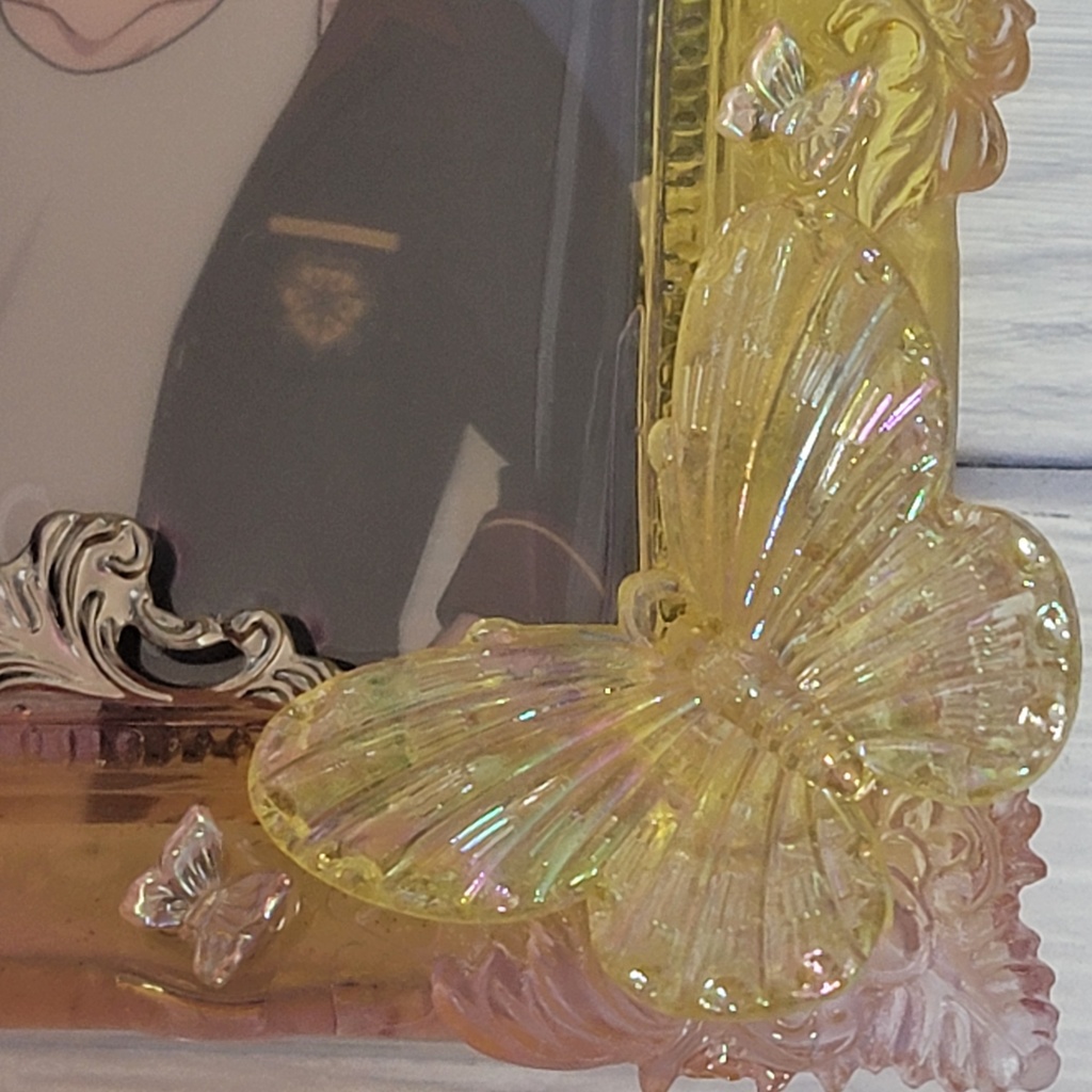 クリアレジンデコカードケース:イエロー×ピンク×メタル