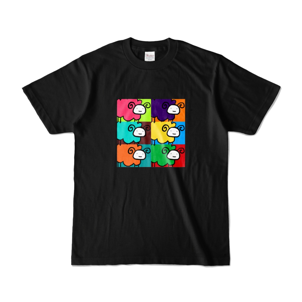 カラフル羊さんTシャツ(黒)