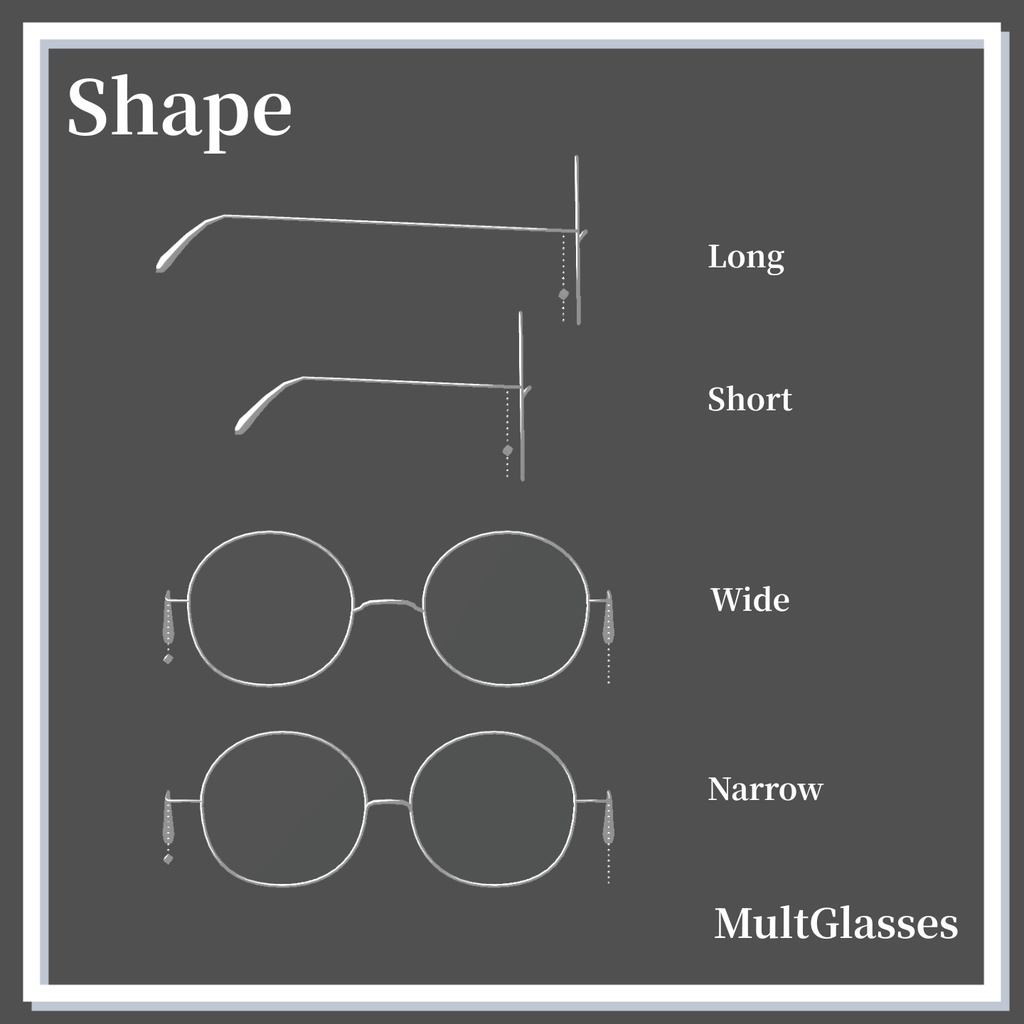 【複数アバター対応】MultGlasses/MA対応メガネアクセサリー【3Dモデル】