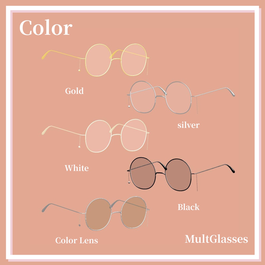 【複数アバター対応】MultGlasses/MA対応メガネアクセサリー【3Dモデル】