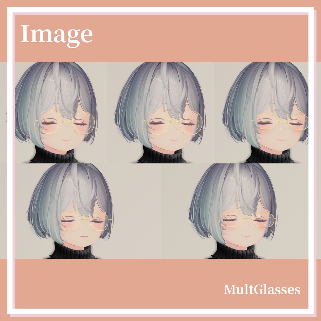 【複数アバター対応】MultGlasses/MA対応メガネアクセサリー【3Dモデル】