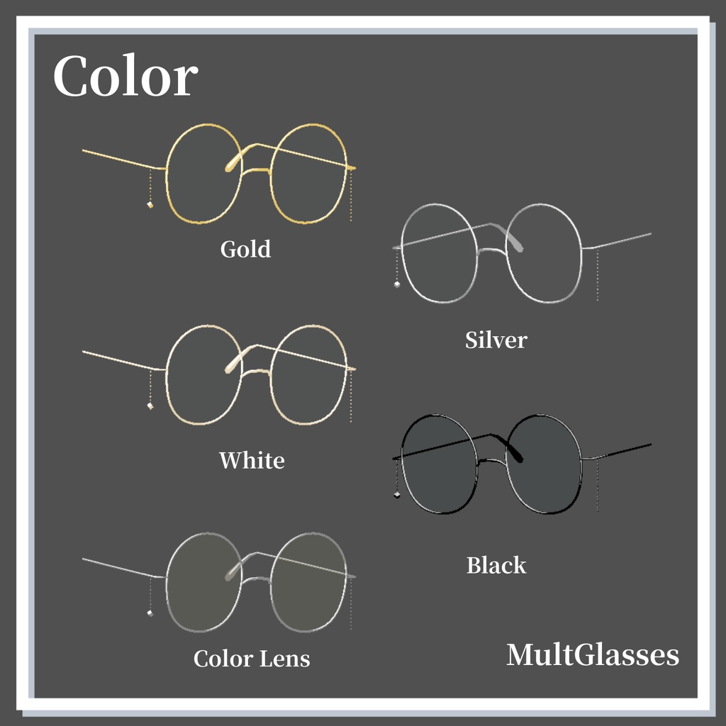【複数アバター対応】MultGlasses/MA対応メガネアクセサリー【3Dモデル】