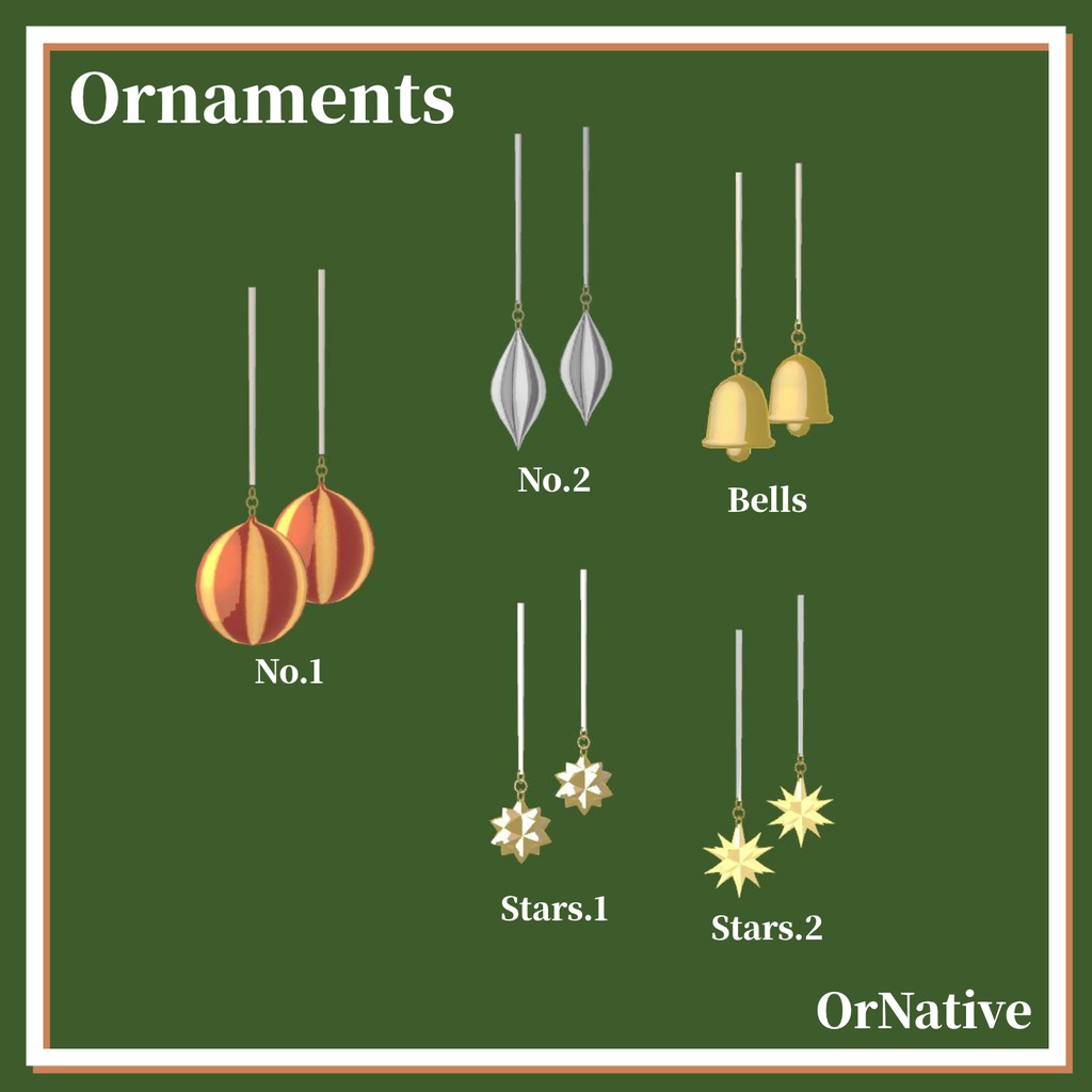 【3Dモデル】OrNative/MA対応イヤリング【複数アバター対応】
