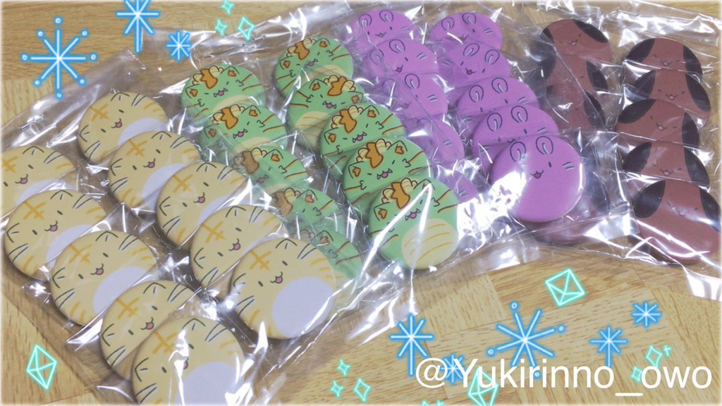 缶バッチ　(ねこ,うさぎ,いぬ,たつ)