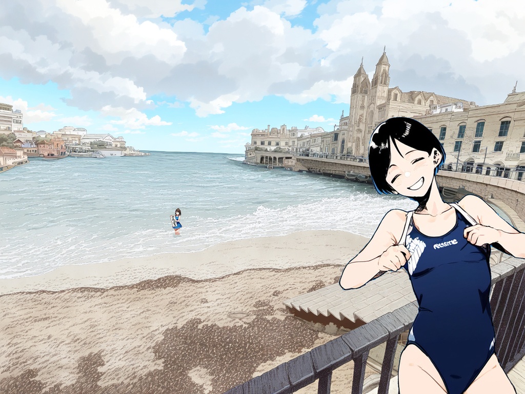 特創最前線!クリエイター専用シンセカイマテリアルフロントシリーズ 違いを生み出す背景素材集「海の向こうの街」