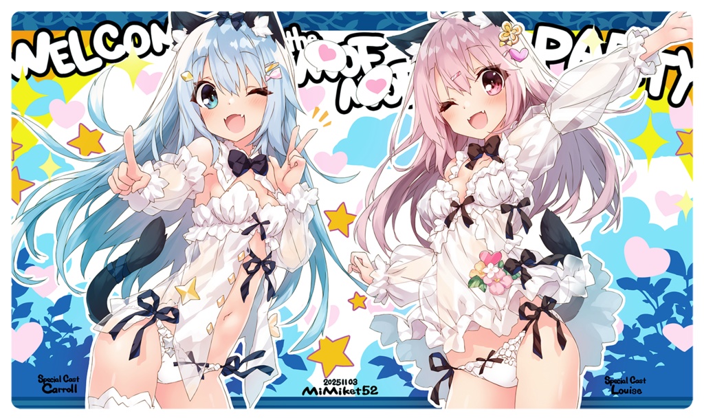 オリジナル猫耳キャラクタ「キャロル＆ルイーズ」デスクマット