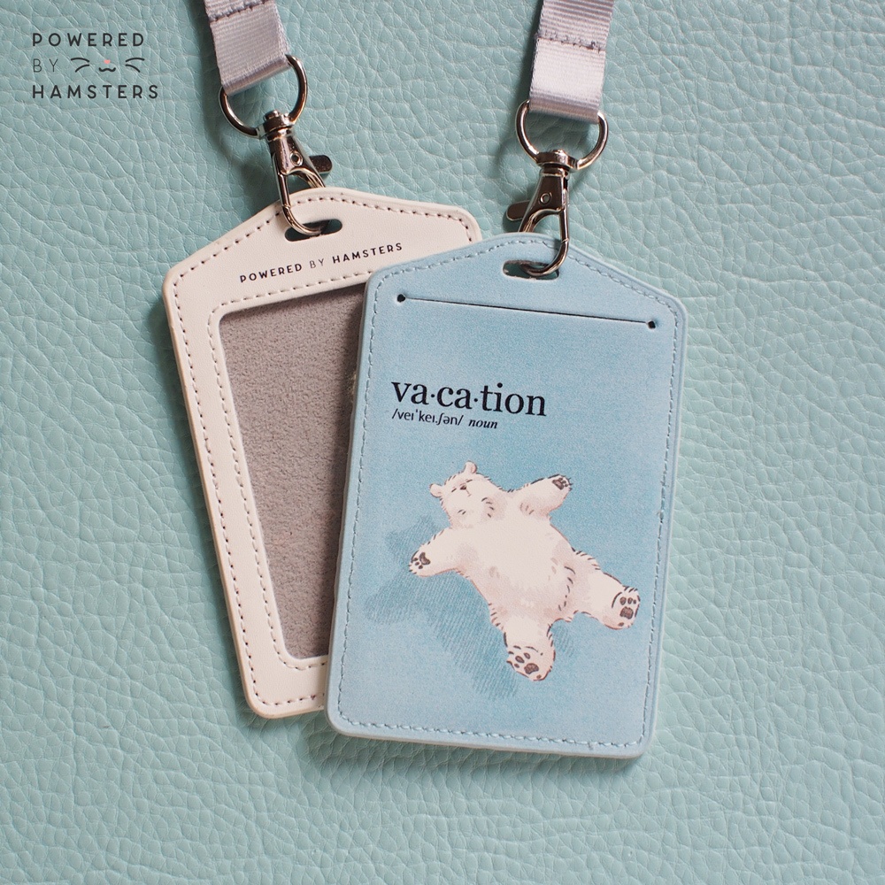 ネックストラップ付きパスケース, リラックスして浮かぶ北極熊