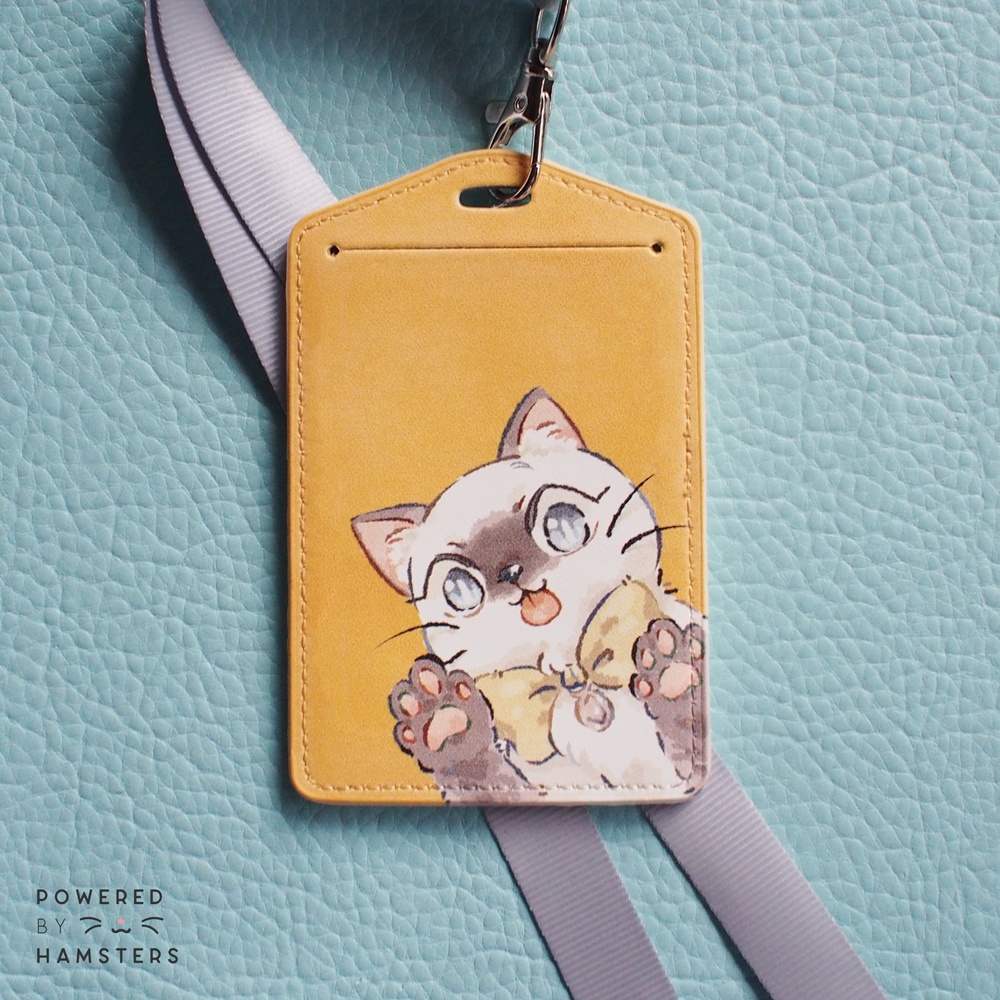 ネックストラップ付きパスケース, シャム貓 cashewの足跡